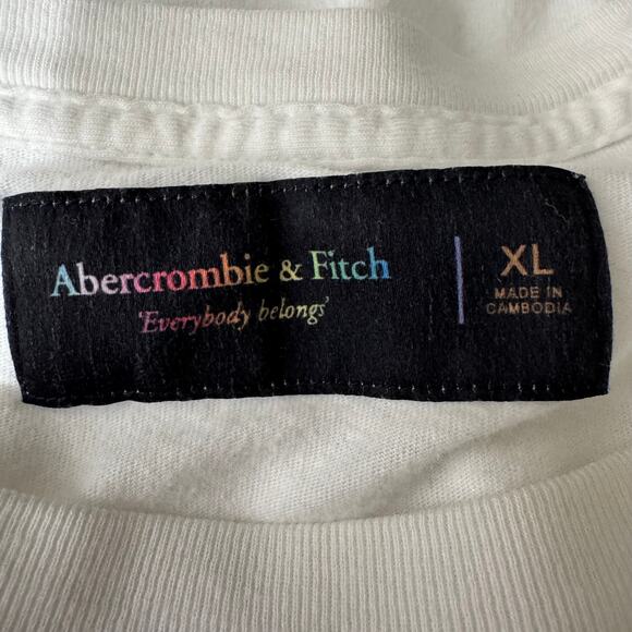 Abercrombie & Fitch Pride Capsule Flip Sequin Heart White Tee Size XL - Picture 2 of 6